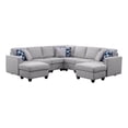 thumbnail image 1 of Fabric Reversible Sectional Modern Sofa With Two Ottoman-Light Gray, 1 of 12