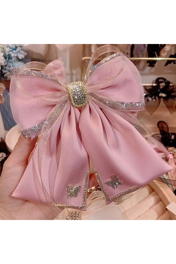 Fabric Rhinestone Crystal Hairpin Butterfly Mesh Bow Hair Clip Spring Clips For Women Korean Style Fashion Hair Accessories