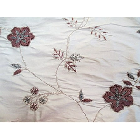 Fabric Robert Allen Beacon Hill Sir Percy Pewter 100% Silk Embroidery Floral JJ1