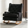 thumbnail image 1 of Fabric Rocking Chair with Side Pocket Mid-Century Modern Nursery Rocking Armchair w/Wood Frame Upholstered Tall Back Accent Glider Rocker for Living Room(Black + Polyester), 1 of 8