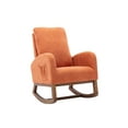 thumbnail image 1 of Fabric Rocking Chair with Solid Rubber Wood Legs and Side Pocket, Modern Glider Chair with High Backrest, Recliner Armchair for Living Room, Bedroom, Lounge, Nursery, Orange, 1 of 8