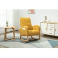 thumbnail image 1 of Fabric Rocking Chair with Solid Rubber Wood Legs and Side Pocket, Modern Glider Chair with High Backrest, Recliner Armchair for Living Room, Bedroom, Lounge, Nursery, Mustard Yellow, 1 of 8