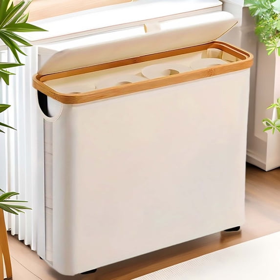 Fabric Roll Paper Storage Container Foldable Toilet Roll Organizer Large Capacity for Bathroom Tidy Stylish Storage Solution