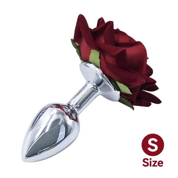Fabric Rose Stainless Steel Anal Butt Plug,Anal Adult Sex Toys for Men Women Couples-S Size