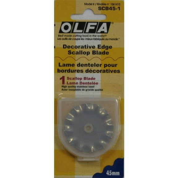 Fabric Rotary Cutter 45mm Scallop & Peak Replacement Blade By Olfa
