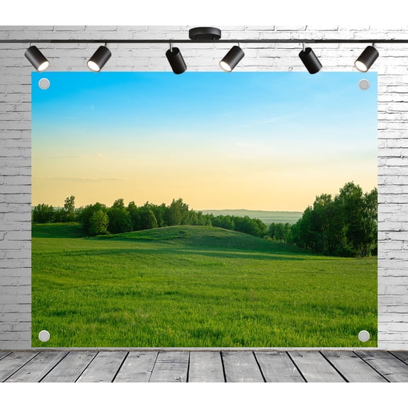 Fabric Rural Grassland & Forest Pattern Backdrop(Suitable for Home Decoration, Photoshoots, and Nature - Themed Backgrounds)Outdoor Countryside Fabric Banner