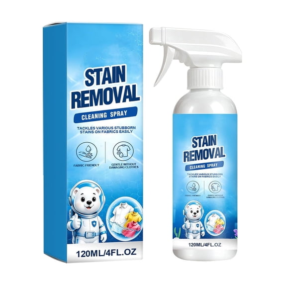 Fabric Safe Laundry Stain Remover Spray, 120ml Clothes Cleaner for Oil, Coffee, Wine, Grass, Ink Stains, Quick and Easy Spot Treatment