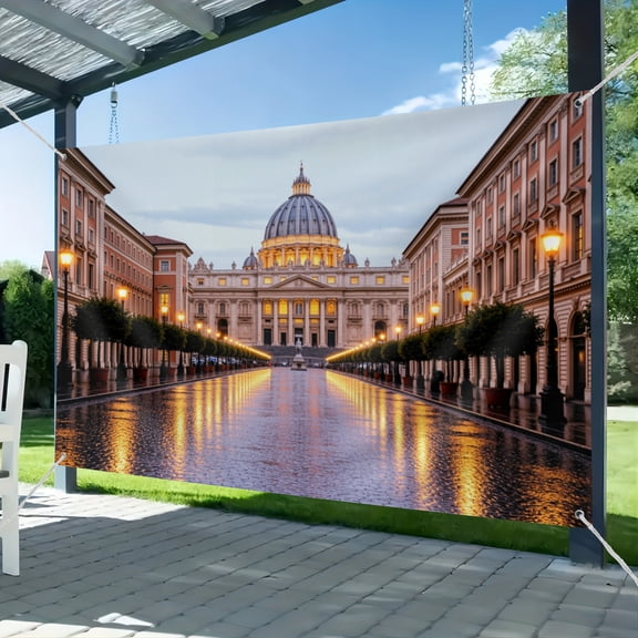 Fabric Saint Peter Cathedral Backdrop Roman Site Vatican St. Peter's Square Night Background Italy Famous Landmark Wedding Ceremony Backdrop Kids Adults Portrait Photo Studio Prop