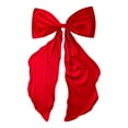 thumbnail image 1 of Fabric Satin Bow Christmas Tree Topper – Oversized Red Satin Holiday Decoration with Cascading Tails, 1 of 5