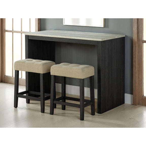 Fabric Seat Covers - Transitional Style - Dining Room Setting - 3pc Table and Stools