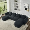 thumbnail image 1 of Fabric Sectional Couch U Shaped, Convertible Modular Sofa with 2 Single Seats and 2 Chaises, Sectional Couches for Living Room, Black, 1 of 9