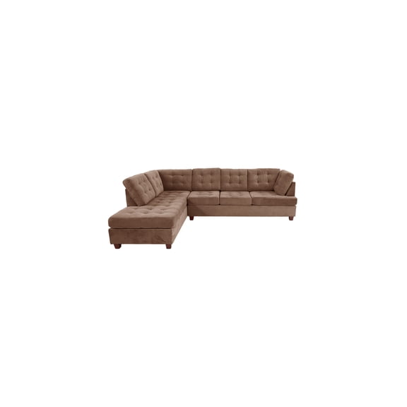 Fabric Sectional Sofa Set Reversible Chaise Lounge Modern Living Room Furniture - Truffle Brown