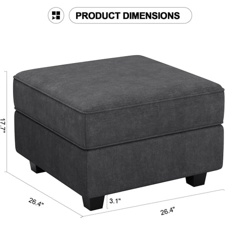 Fabric Sectional Sofa Storage Ottoman Module Couch Side Sectional Configuration Ottoman Dark
