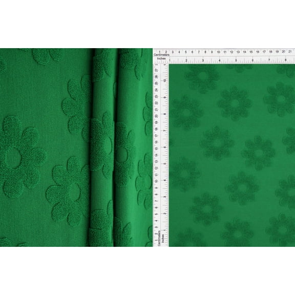 Fabric Selection Inc Polyester Spandex Daisy Floral Jacquard Color Green 3 Yards Precut .