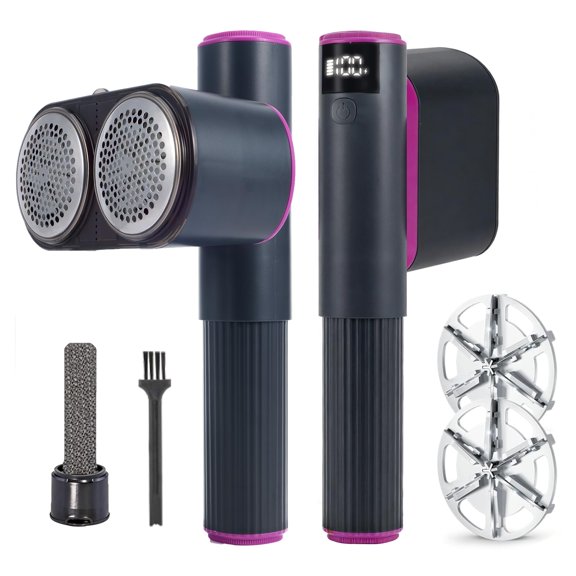 Fabric Shaver, 2-in-1 Rechargeable Lint Shaver with Dual Shaving Heads, Digital LED Display, 6-Leaf Blades, 2-Speed Sweater Shaver to Remove Pilling & Fuzz from Clothes, Furniture, Couch