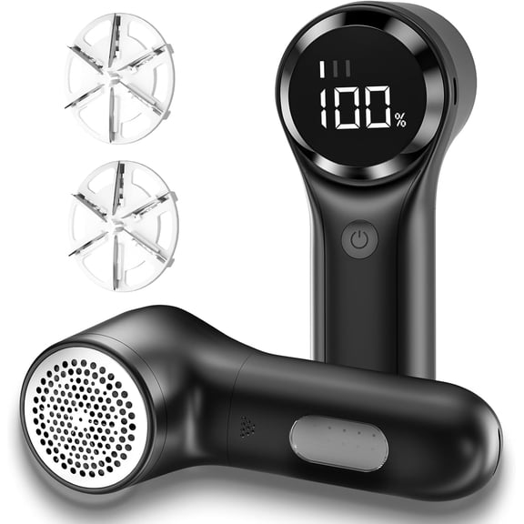 Fabric Shaver, Electric Lint Remover, Rechargeable Household Essentials for Clothes, Upholstery, Furniture, Sweater Defuzzer to Remove Pilling, Battery Operated, Black