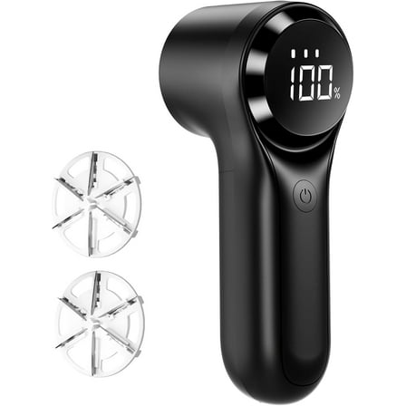 Fabric Shaver, Electric Lint Remover, Rechargeable Lint Shaver, Sweater Defuzzer to Remove Pilling, Battery Operated, 6-blade, 3-speed with LED Display for Clothes, Upholstery, Furniture, Black