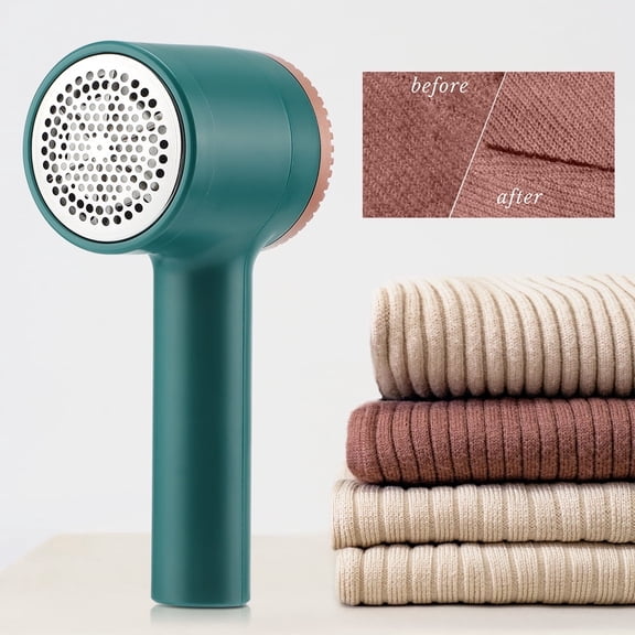 Fabric Shaver,Electric Lint Remover Rechargeable Portable Sweater Defuzzer with 3 Speeds, 6 Leaf Blades for Clothes, Furniture, Sweater, Couch, Blanket Green USB