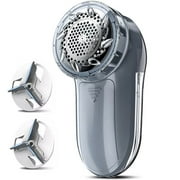 Fabric Shaver Lint Remover, Rechargeable Fabric Lint Shaver Defuzzer with 2in1 Replaceable Stainless Steel 3-Leaf Blades, Remove Clothes Fuzz, Lint Balls, Pills, Bobbles