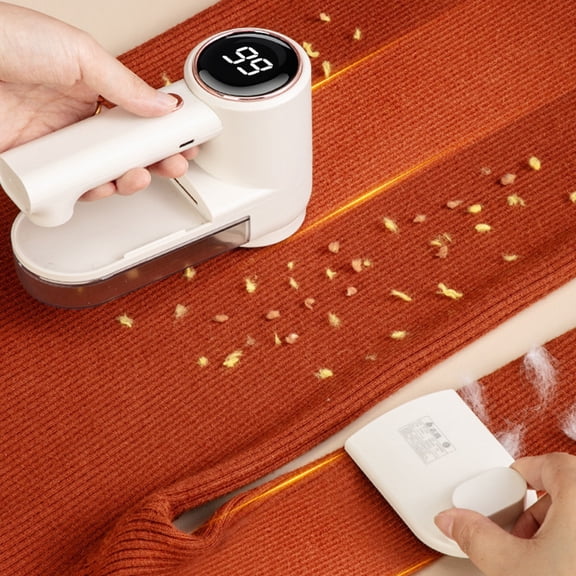 Fabric Shaver Lint Remover with Smart Digital Display, Rechargeable 2-in-1 Hairball Trimmer and Fuzz Defuzzer for Sweaters, Coats, Pillows and Furniture