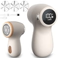 thumbnail image 1 of Rirool USB Rechargeable Fabric Shaver, Lint Remover with 3 Stainless Steel Blades & Digital Display, Portable Clothes Defuzzer for Sweaters & Blankets, Off-white, 1 of 8