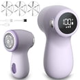 thumbnail image 1 of Rirool USB Rechargeable Fabric Shaver, Lint Remover with 3 Stainless Steel Blades & Digital Display, Portable Clothes Defuzzer for Sweaters & Blankets, Purple, 1 of 8