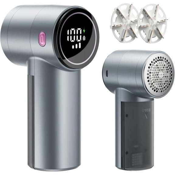 Fabric Shaver, Rechargeable Lint Shaver with Digital Display, 3-Speeds Sweater Shaver with 6-Leaf Blades, Electric Portable Lint Remover to Remove Pilling for Clothes, Furniture, Couch, Blanket