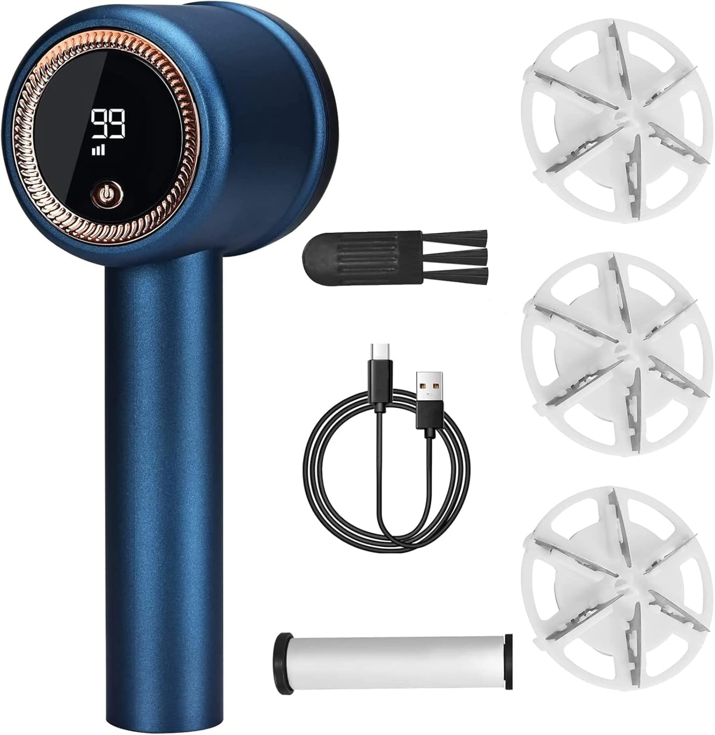 Fabric Shaver, Taotique 2 in 1 Rechargeable Sweater Shaver and Lint Roller, Magnetic Cap, Digital Display, 3 Speeds, 2 Extra Blades, Fuzz and Pilling Remover for Clothing Furniture Couch