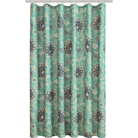 Fabric Shower Curtain 72" X 72", Venice Blue Printed Bathroom Curtains Water Repellent and Machine Washable