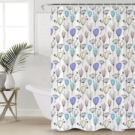 Fabric Shower Curtain 72x72 Inch, Tuil Dandelion Flowers Plants Shower Curtain for Bathroom with Hooks,Waterproof Bath Shower Curtain Sets Decorative Bathroom Accessories