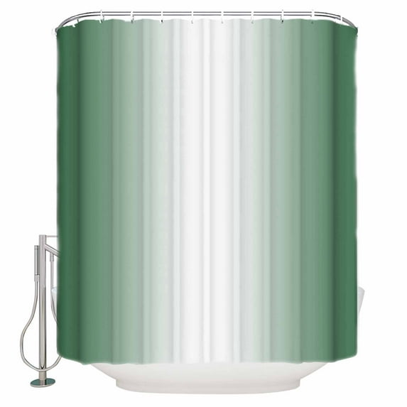 Fabric Shower Curtain Abstract Ombre Hunter Green and White Gradient Shower Curtains with 12 Hooks Waterproof Machine Washable Bath Curtains for Bathroom, 48x 72in