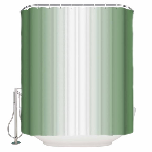 Fabric Shower Curtain Abstract Ombre Sage Green and White Gradient Shower Curtains with 12 Hooks Waterproof Machine Washable Bath Curtains for Bathroom, 60 x 72in