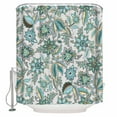 Fabric Shower Curtain Abstract Traditional Retro Floral Turquoise Green