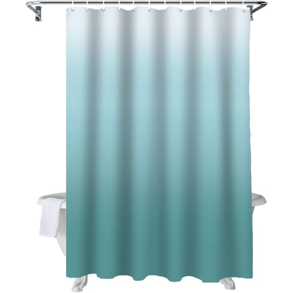 Fabric Shower Curtain for Bathroom, Blue White Ombre Custom Shower Curtain Set with Hooks, Luxury Bathroom Curtains, Abstract Waterproof Polyester Bathroom Accessories, 72x96inch