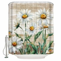 Fabric Shower Curtain, Beautiful White Daisy Flowers Shower Curtains with 12 Hooks Waterproof Machine Washable Bath Curtains for Bathroom, 36 x 78in