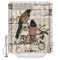 thumbnail image 1 of Fabric Shower Curtain, Blue Green Bird Postmark Envelope Design Linen Pattern Bathroom Curtain with 12 Hooks Waterproof No Bad Odor Machine Washable Bath Curtains for Bathroom, Spa Room, 60"x72", 1 of 6