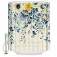 thumbnail image 1 of Fabric Shower Curtain, Blue Watercolor Flower Eucalyptus Leaves Linen Pattern Bathroom Curtain with 12 Hooks Waterproof No Bad Odor Machine Washable Bath Curtains for Bathroom, Spa Room, 72"x72", 1 of 6