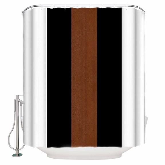 Fabric Shower Curtain, Boho Black Brown and White Striped Tribal Farmhouse Style Bathroom Curtain with 12 Hooks Waterproof No Bad Odor Machine Washable Bath Curtains for Bathroom, Spa Room, 60"x72"