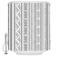 thumbnail image 1 of Fabric Shower Curtain, Boho Black Polk Dot Geometric Striped Farmhouse Style Bathroom Curtain with 12 Hooks Waterproof No Bad Odor Machine Washable Bath Curtains for Bathroom, Spa Room, 72"x72", 1 of 6