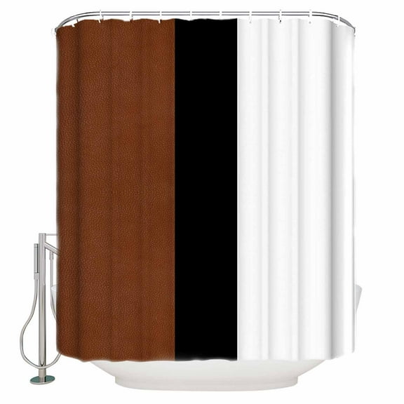 Fabric Shower Curtain, Boho Brown Black and White Striped Tribal Farmhouse Style Shower Curtains with 12 Hooks Waterproof Machine Washable Bath Curtains for Bathroom, 48x 72in
