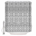 thumbnail image 1 of Fabric Shower Curtain, Boho Grey Striped Geometric Ethnic Style Bathroom Curtain with 12 Hooks Waterproof No Bad Odor Machine Washable Bath Curtains for Bathroom, Spa Room, 72"x84", 1 of 6