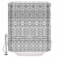 thumbnail image 1 of Fabric Shower Curtain, Boho Grey Striped Geometric Ethnic Style Shower Curtains with 12 Hooks Waterproof Machine Washable Bath Curtains for Bathroom, 54 x 78in, 1 of 6
