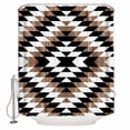 thumbnail image 1 of Fabric Shower Curtain, Boho Moroccan Brown Black and White Striped Geometric Bathroom Curtain with 12 Hooks Waterproof No Bad Odor Machine Washable Bath Curtains for Bathroom, Spa Room, 72"x78", 1 of 6