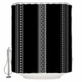 thumbnail image 1 of Fabric Shower Curtain, Boho White Polka Dot Geometric Striped Black Bathroom Curtain with 12 Hooks Waterproof No Bad Odor Machine Washable Bath Curtains for Bathroom, Spa Room, 36"x72", 1 of 6