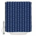 thumbnail image 1 of Fabric Shower Curtain, Boho White Striped Farmhouse Style Navy Blue Bathroom Curtain with 12 Hooks Waterproof No Bad Odor Machine Washable Bath Curtains for Bathroom, Spa Room, 60"x72", 1 of 6