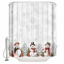 Fabric Shower Curtain, Christmas Winter Snow Scene Snowflakes Snowman Mistletoe Bathroom Curtain with 12 Hooks Waterproof No Bad Odor Machine Washable Bath Curtains for Bathroom, Spa Room, 72"x72"