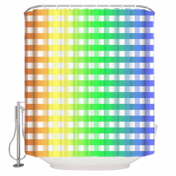 Fabric Shower Curtain, Colorful Rainbow Gradient Simple Style Bathroom Curtain with 12 Hooks Waterproof No Bad Odor Machine Washable Bath Curtains for Bathroom, Spa Room, Background Cloth, 36"x72"