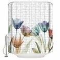 thumbnail image 1 of Fabric Shower Curtain, Colorful Tulip Text Design Shower Curtains with 12 Hooks Waterproof Machine Washable Bath Curtains for Bathroom, 54 x 78in, 1 of 6