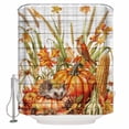 thumbnail image 1 of Fabric Shower Curtain Fall Thanksgiving Pumpkin Wheat Hedgehog Robin Wood Grain Shower Curtains with 12 Hooks Waterproof Machine Washable Bath Curtains for Bathroom, 36 x 78in, 1 of 6