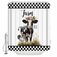 thumbnail image 1 of Fabric Shower Curtain, Farm Cow Rooster Watercolor Flower Black White Check Plaid Shower Curtains with 12 Hooks Waterproof Machine Washable Bath Curtains for Bathroom,36 x 78in, 1 of 6